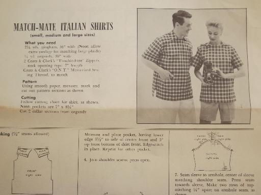 photo of 50s vintage sewing pattern, mod Italian sport shirts for him and her #1