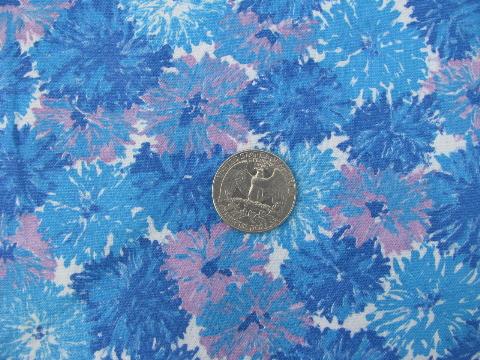 photo of 50s vintage shaggy daisies print cotton fabric, blues & lavender #1