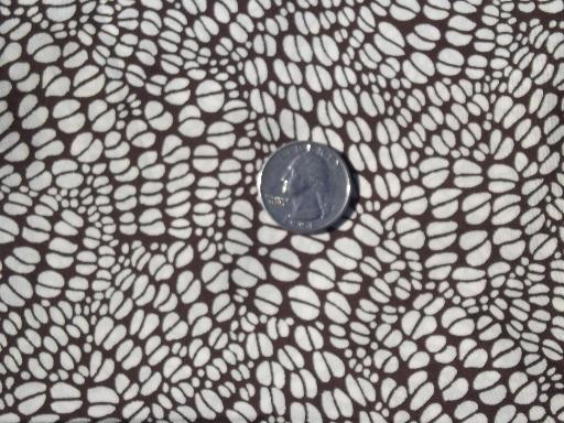 photo of 50s vintage silk or rayon fabric, mocha brown coffee bean print #1