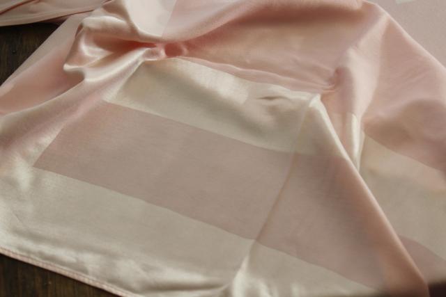 photo of 50s vintage tablecloth, pale rose pink rayon satin damask made in Japan #3