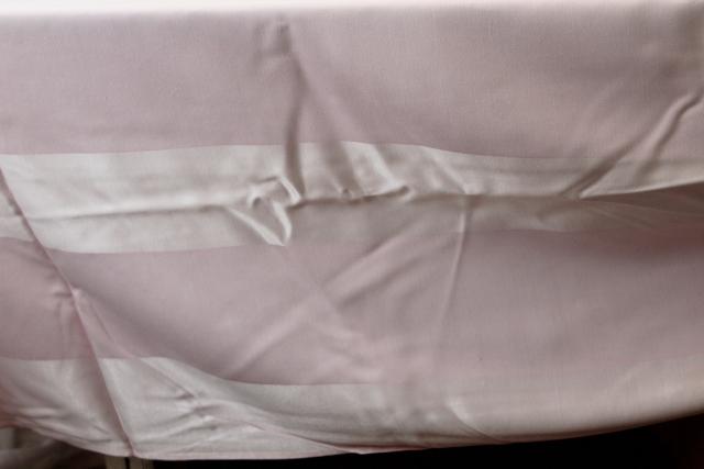 photo of 50s vintage tablecloth, pale rose pink rayon satin damask made in Japan #4