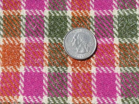 photo of 50s-60s bright plaid lot vintage wool fabric for sewing crafts, felting #4