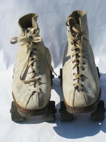 photo of 50s-60s vintage roller skates, white leather boots, girls or ladies #2