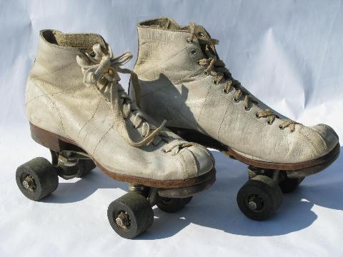 photo of 50s-60s vintage roller skates, white leather boots, girls or ladies #3