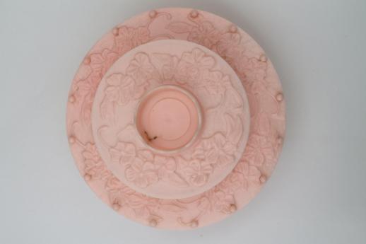 photo of 50s-60s vintage tiered pink plastic sewing box, round thread rack sewing stand #2