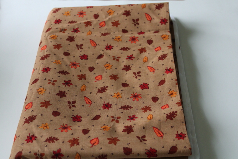 photo of 6 1/2 yards vintage VIP Cranston Print Works cotton fabric, tiny fall leaves in autumn colors #2
