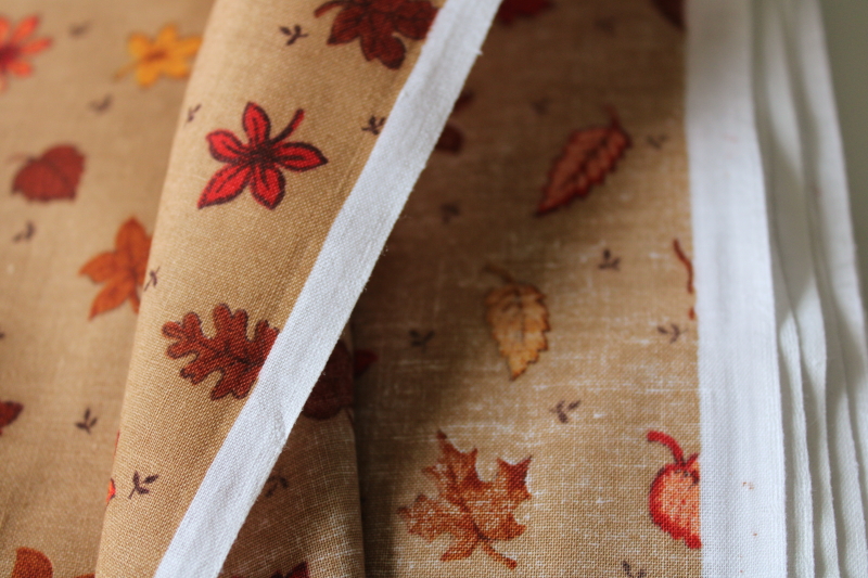 photo of 6 1/2 yards vintage VIP Cranston Print Works cotton fabric, tiny fall leaves in autumn colors #4
