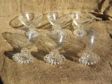 catalog photo of 6 boopie candlewick beads footed sherbet glasses, vintage Hocking glass