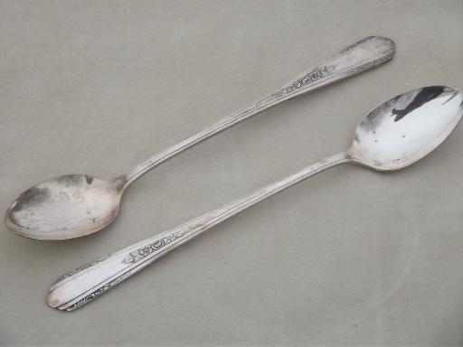 photo of 6 long iced tea spoons, 30s vintage art deco silver plate Vision Deerfield #3