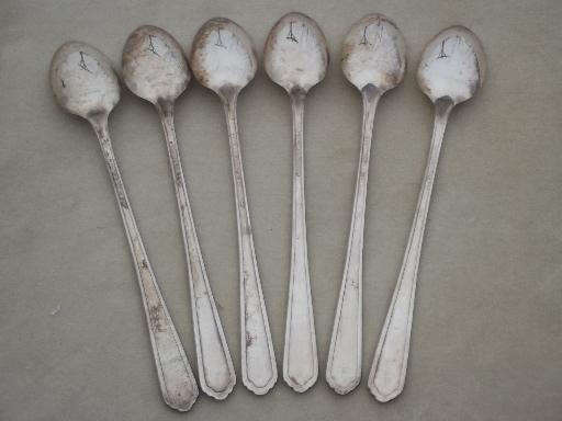 photo of 6 long iced tea spoons, 30s vintage art deco silver plate Vision Deerfield #4