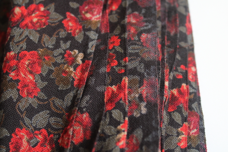 photo of 6 1/2 yards flowy challis fabric, red roses on black goth gypsy boho floral print  #2