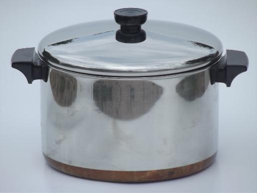photo of 6 qt Revere Ware stockpot, vintage copper bottom Revereware pot w/ lid #1