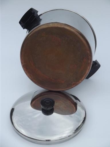 photo of 6 qt Revere Ware stockpot, vintage copper bottom Revereware pot w/ lid #4