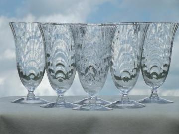 catalog photo of 6 tall iced tea glasses, vintage Cambridge Caprice pattern clear glass