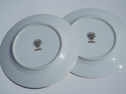 photo of 6 vintage Noritake Arlington bread or cake plates, pink rose w/ grey #3