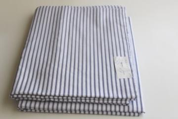 6 yards blue stripe ticking print cotton fabric, vintage farmhouse decor fabric 