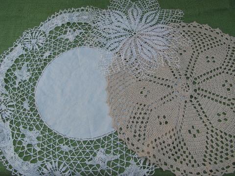 photo of 60+ vintage crocheted doilies, old handmade crochet lace doily lot #2