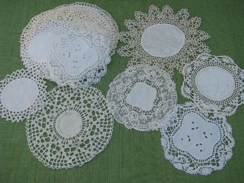 photo of 60+ vintage crocheted doilies, old handmade crochet lace doily lot #4