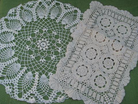 photo of 60+ vintage crocheted doilies, old handmade crochet lace doily lot #6