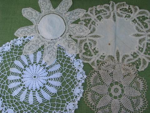 photo of 60+ vintage crocheted doilies, old handmade crochet lace doily lot #8