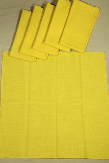 photo of 60s 70 vintage table linens napkins lot, retro flowers, avocado green & yellow gold #4