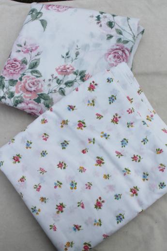 photo of 60s 70s 80s vintage flower print fabric bed sheets, huge lot of retro linens #12