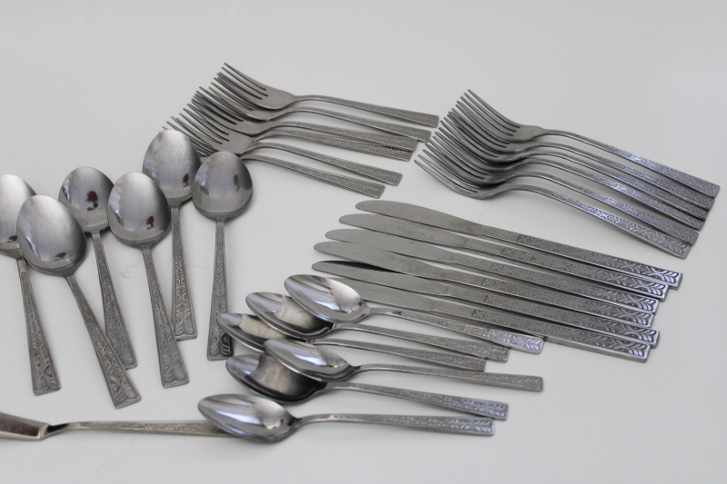 photo of 60s 70s mod vintage Japan stainless flatware set for six, Stanley Roberts #1