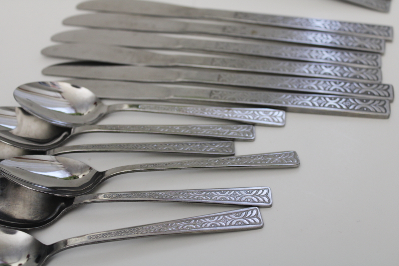 photo of 60s 70s mod vintage Japan stainless flatware set for six, Stanley Roberts #2