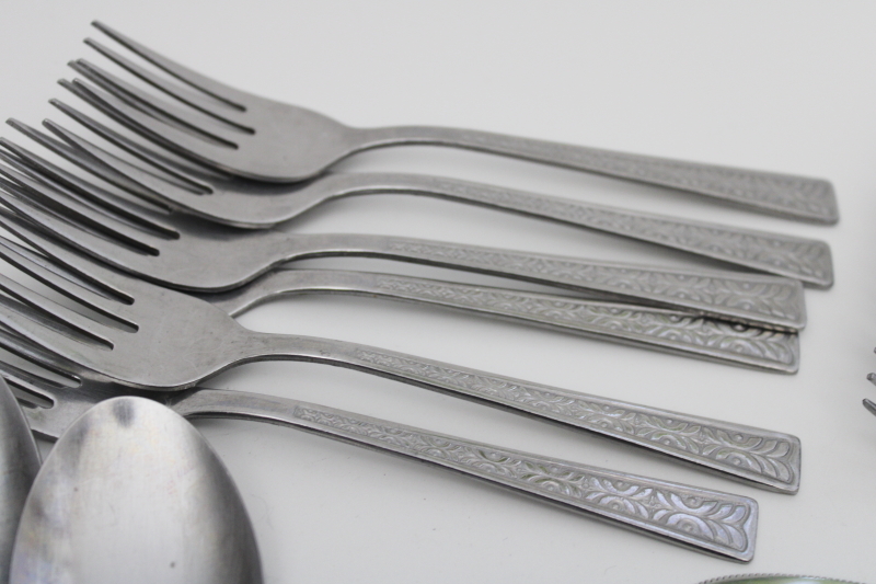 photo of 60s 70s mod vintage Japan stainless flatware set for six, Stanley Roberts #4