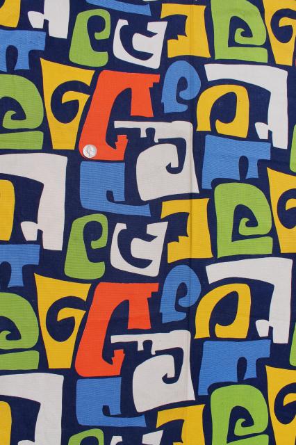 photo of 60s 70s mod vintage print cotton fabric, retro Marimekko style abstract art design #1