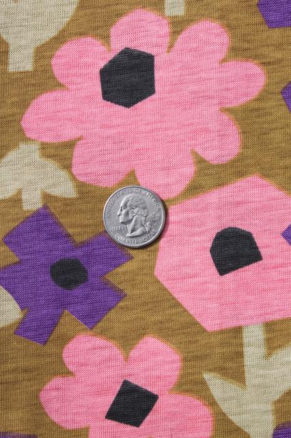 photo of 60s 70s mod vintage retro flower print cotton / poly jersey knit fabric #3