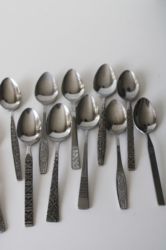 photo of 60s 70s mod vintage stainless flatware, lot of teaspoons mismatched patterns 20 spoons  #2