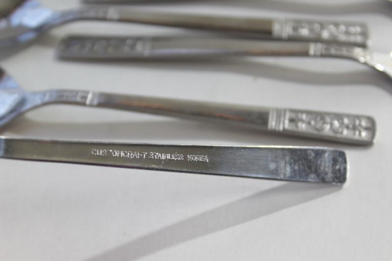 photo of 60s 70s mod vintage stainless steel flatware, Customcraft Korea fleur de lis pattern #4