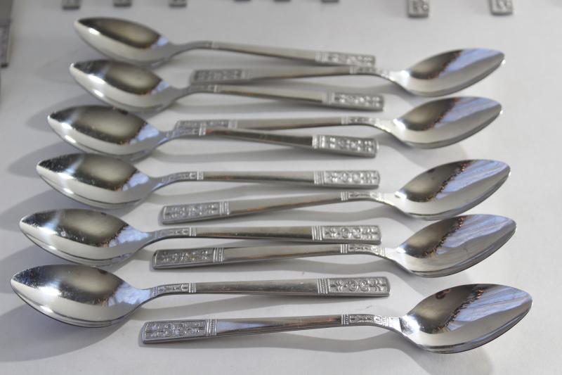 photo of 60s 70s mod vintage stainless steel flatware, Customcraft Korea fleur de lis pattern #5