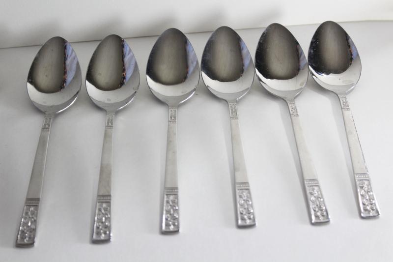 photo of 60s 70s mod vintage stainless steel flatware, Customcraft Korea fleur de lis pattern #7