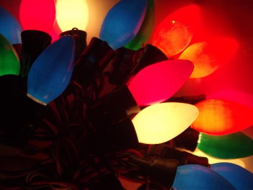 photo of 60s 70s vintage Christmas lights lot, big light bulbs w/ original cords #1