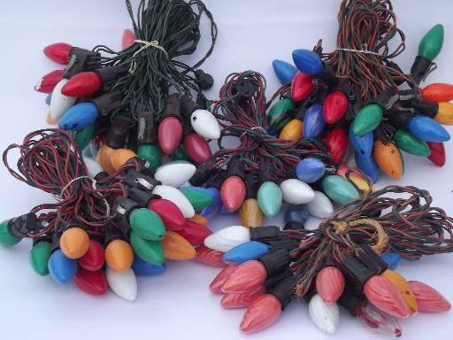 photo of 60s 70s vintage Christmas lights lot, big light bulbs w/ original cords #3