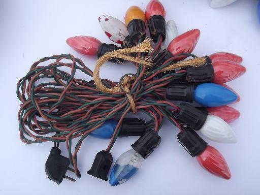 photo of 60s 70s vintage Christmas lights lot, big light bulbs w/ original cords #4