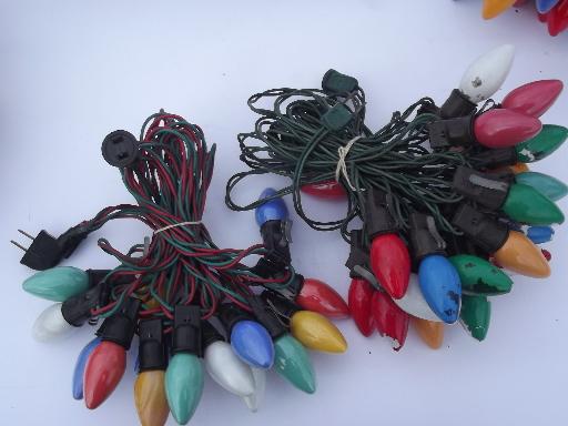 photo of 60s 70s vintage Christmas lights lot, big light bulbs w/ original cords #5