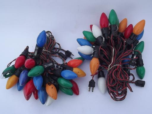 photo of 60s 70s vintage Christmas lights lot, big light bulbs w/ original cords #6