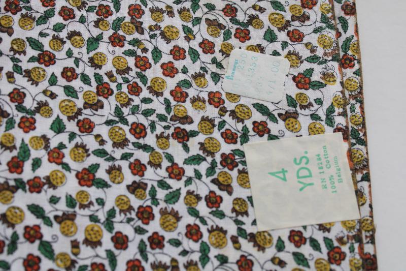 photo of 60s 70s vintage Penneys label Belgian cotton fabric tiny print in fall colors #3