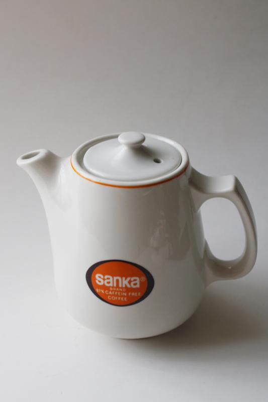 photo of 60s 70s vintage Sanka advertising Hall china restaurant ware single serving coffee pot #1