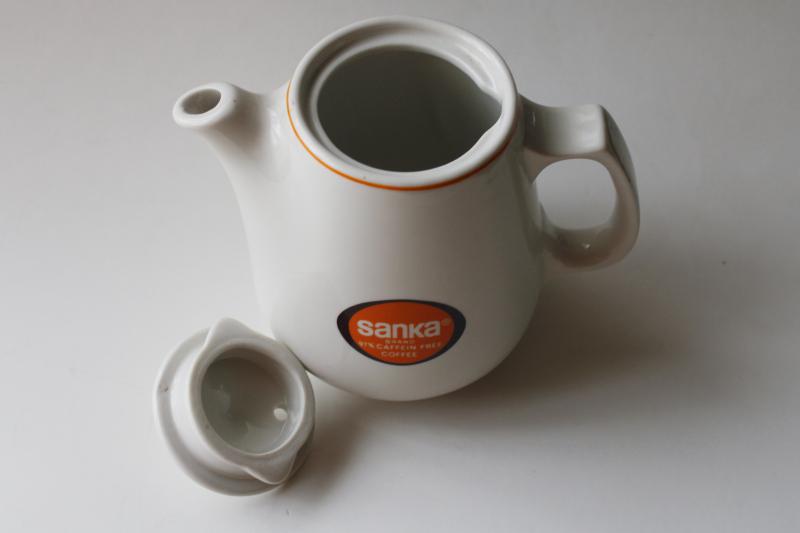 photo of 60s 70s vintage Sanka advertising Hall china restaurant ware single serving coffee pot #2