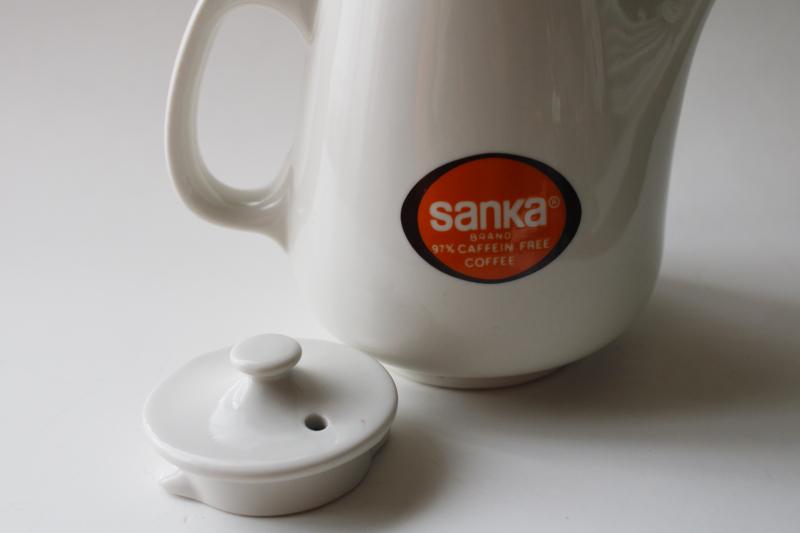 photo of 60s 70s vintage Sanka advertising Hall china restaurant ware single serving coffee pot #3