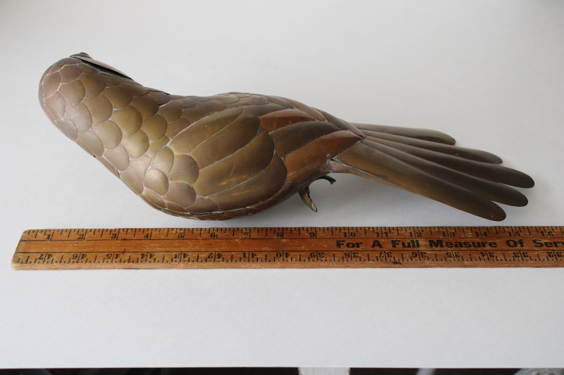 photo of 60s 70s vintage brass & copper parrot life size art metal sculpture Sergio Bustamante  #6