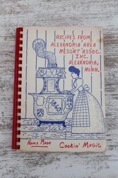 60s 70s vintage community cookbook, Alexandria MN campgrounds German & Scandinavian favorite recipes 