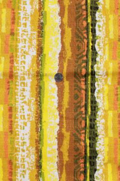 catalog photo of 60s 70s vintage cotton barkcloth fabric, mid-century mod abstract stripes in orange