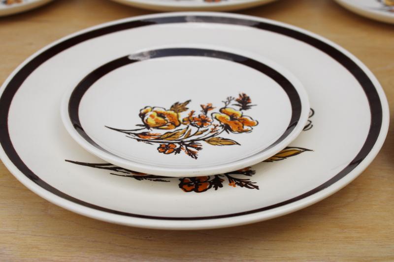 photo of 60s 70s vintage dinner & salad plates, Frolic hippie wild flowers pattern Royal china #5