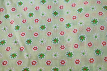 catalog photo of 60s 70s vintage fabric w/ flocked flowers, retro daisy print cotton or blend material