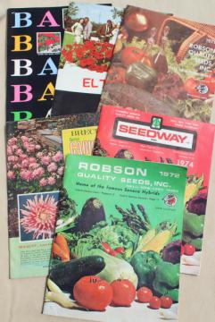 catalog photo of 60s 70s vintage garden seed catalogs, old vegetable and flower seed varieties w/ photos